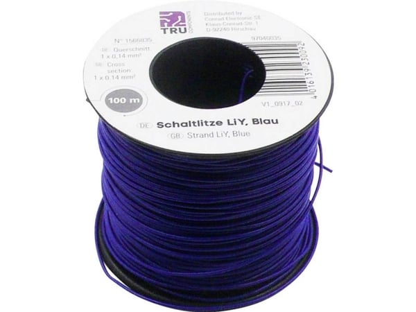 TRU COMPONENTS 1566835 Lanka LiY 1 x 0,14 mm² Sininen 100 m 100 m