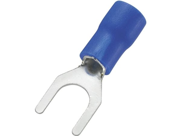 TRU COMPONENTS 745325 Gaffelkabelsko 1.50 mm² 2.50 mm² Hul-dia.=5.3 mm Delvist isoleret Blå 100 stk