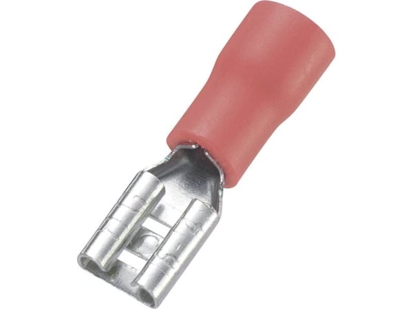 TRU COMPONENTS 745136 Fladstik-kabelsko Stikbredde: 4,8 mm Stiktykkelse: 0,8 mm 180 ° Delvist isoleret Rød 100 stk