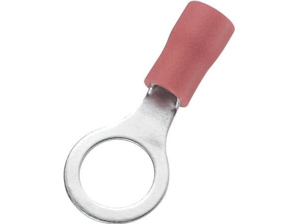 TRU COMPONENTS 746762 Rengasmainen kaapelinsokka Poikkileikkaus (max.)=1,50 mm² Reiän halkaisija =8,4 mm Osittain eristetty Punainen 100 kpl