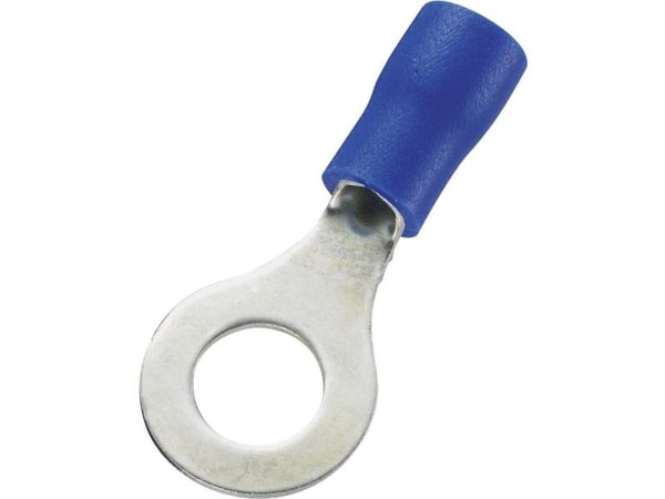TRU COMPONENTS 746568 Rengasmainen kaapelinsokka Poikkileikkaus (max.)=2,50 mm² Reiän halkaisija =6,4 mm Osittain eristetty Sininen 100 kpl