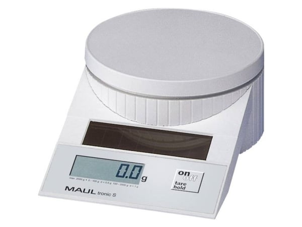 MAUL Solar Letter Scales MAULtronic S 2000 g, LCD, Hvit, 196 x 130 x 65 mm
