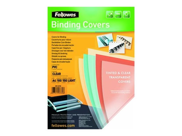 Fellowes Superclear PVC - A4 (210 x 297 mm) - 150 mikroner - blank - 100 stk PVC-permomslag - for Fellowes Galaxy 500, Galaxy Wire, Pulsar+ 300, Qu...