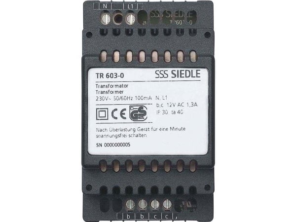 Siedle TR 603-0, Strømforsyning, Sort, Siedle, CE, 0 - 40 °C, 53,5 mm