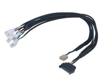 Akasa FLEXA FP5S - Viftestrømadapter - 4-pins PWM (hann) til SATA-strøm, 4-pins PWM (hunn) - 45 cm - svart