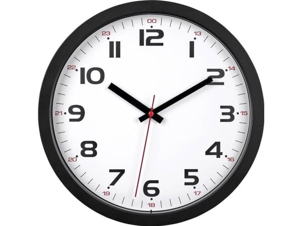 TFA-Dostmann Wanduhr, Vegg, Kvartsklokke, Rund, Sort, Plast, Glass