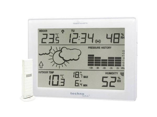 Technoline MA 10410, Hvit, Inne hygrometer, Inne Termometer, Utendørs Fuktighetsmåler, Utendørs Barometer, Barometer, Termometer