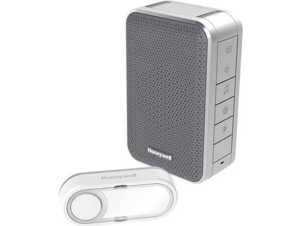 Honeywell Serie 3 trådlös dörrklocka-set med LED (silvergrå) – upp till 150 m, 6 melodier, 84 dB
