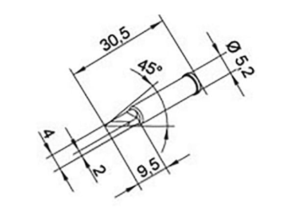 Ersa 0102BDLF20 loddespiss knivform, rett spissstørrelse 2 mm innhold 1 stk