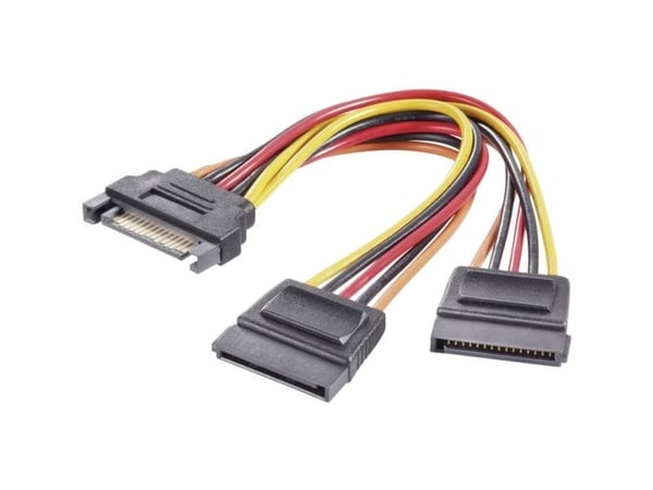 Renkforce Strøm Y-sovitin [1x SATA-strømstik - 2x SATA-strømtilslutning] 15.00 cm Sort, Rød, Gul
