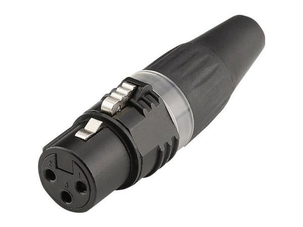 Hicon HI-X3CF-BLK XLR-kontakt rett pol, 3 pol svart, 1 stk