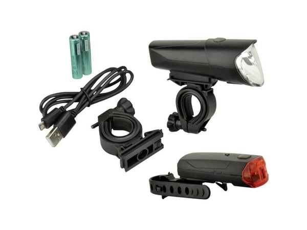 FISCHER sykkel-LED-belysningssett 40/20/10 Lux, levetid opptil 50.000 timer, StVZO-godkjent - 1 stk (85346)