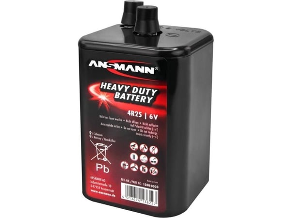 Ansmann 1500-0003, Engangsbatteri, 6V, Sink-Karbon, 6 V, 1 stykker, 9000 mAh
