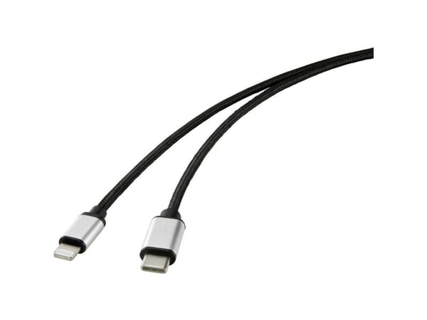 Renkforce RF-4353446, 1 m, Lightning, USB C, Hankjønn, Hankjønn, Svart