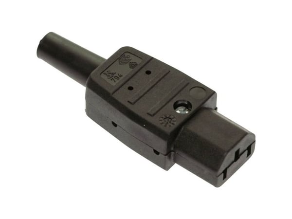 AS Schwabe 62081 IEC-støpsel, 2-polet, 10 A, sort - 1 stk