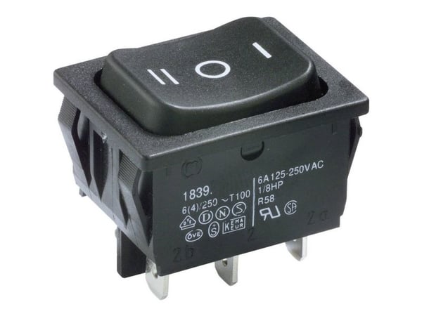 Marquardt 1839.1507 Keinukytkin 1839.1507 250 V/AC 6 A 2 x On/Off/On IP40 Klikkaus/0/Clicking 1 kpl