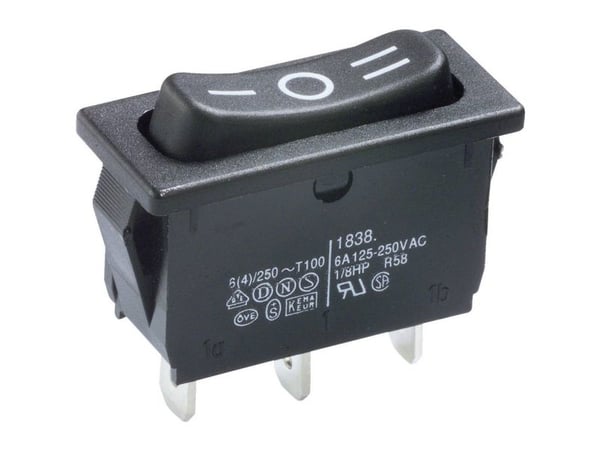 Marquardt 1838.1509 Keinukytkin 1838.1509 250 V/AC 6 A 1 x On/Off/On IP40 Klikkaus/0/Clicking 1 kpl