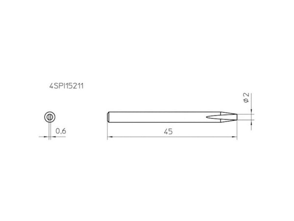 Weller SPI15 211, Loddespiss, Weller, SPI 16, 1 stykker, 2 mm, 45 mm