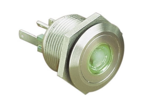 Bulgin MPI001/28/GN Kiinteästi kytketty painike 24 V/DC 0,05 A 1 x Pois päältä/(Päälle) Kosketus Vihreä (Ø x L) 22 mm x 32,7 mm IP66 1 kpl