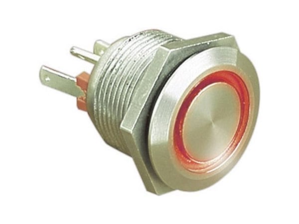 Bulgin MPI002/28/RD Kiinteä painike 24 V/DC 0,05 A 1 x Pois päältä/(Päälle) Kosketus Punainen (Ø x L) 22 mm x 32,7 mm IP66 1 kpl