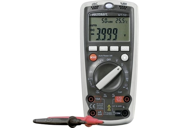 VOLTCRAFT MT-52 håndmultimeter, digitalt, miljømålefunksjon CAT III 600 V (counts): 4000