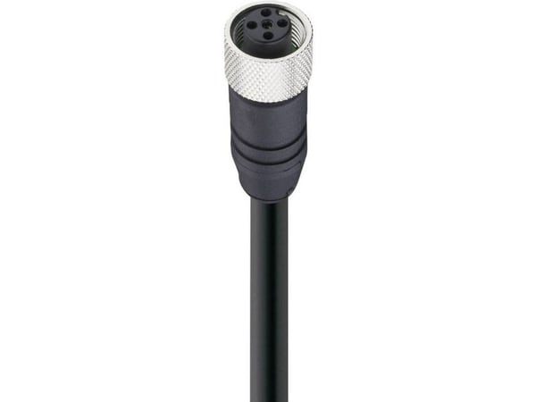 Belden 10974, 5 m, M12, naarasliitin, musta, polyuretaani (PUR), -40 - 80 °C