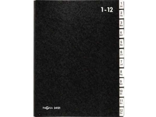 PAGNA Desk Folder Classic 12 lokeroa 1-12/Jan-Dec musta