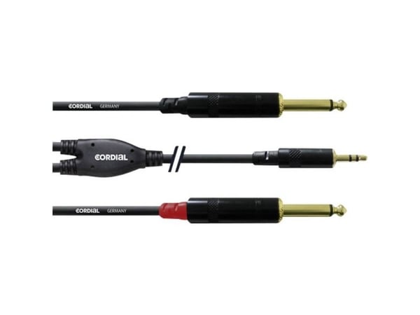 Cordial CFY 6 WPP, 2 x 6.35mm, Hankjønn, 3.5mm, Hankjønn, 6 m, Sort