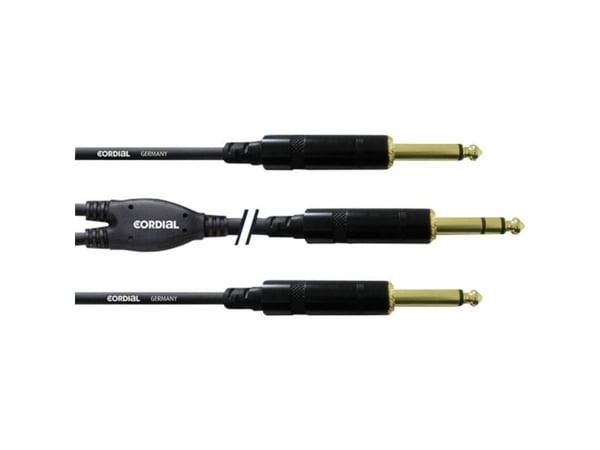 Cordial CFY 3 VPP, 2 x 6.35mm, Hankjønn, 6.35mm, Hankjønn, 3 m, Sort