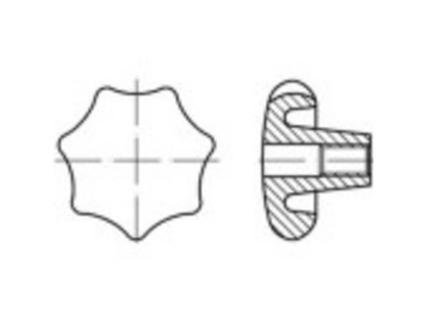 TOOLCRAFT stjernegrep 10 mm grått støpejern 138253, 10 stk