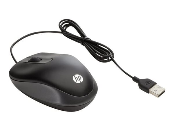 HP Travel - Mus - høyre- og venstrehåndet - 2 knapper - kablet - USB - Smart Buy