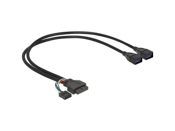 Delock - USB-kabel - USB-type A (hunn) til 19-pins USB 3.0-plugg, 9-pins USB 2.0-plugg (hunn) - USB 3.0 - 45 cm - svart