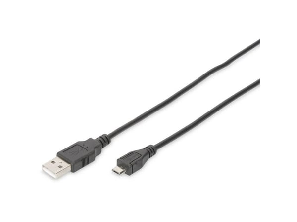 DIGITUS - USB-kaapeli - USB (uros) - Micro-USB Type B (uros) - USB 2.0 - 1 m - muotoiltu - musta