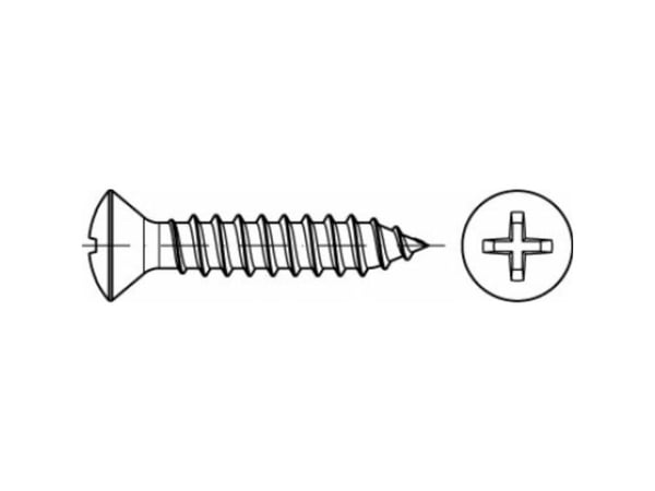 TOOLCRAFT TO-5377674 forsænkede linse-/spor skruer 50 mm kryssspor Philips rustfritt stål A2 250 stk