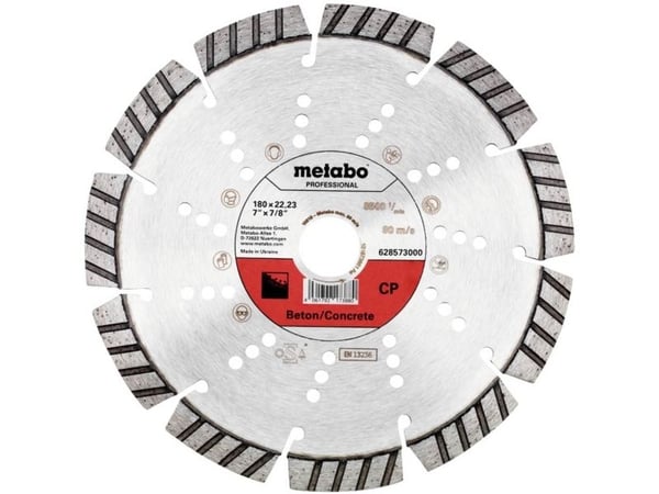 Metabo 628573000, Polykrystallinsk diamant (PCD), Kunstig stein, Betong, Hård Betong, Naturstein, Sandsten, 18 cm, 2,22 cm, 8500 RPM, 1 stykker
