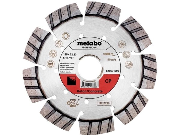 Metabo 628571000, Betong, Pipa, Sandsten, 12,5 cm, 2,22 cm, 12200 RPM, Metabo, 1 styck