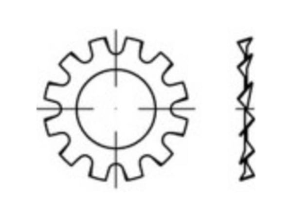 TOOLCRAFT 138360 tandskive fjærstål, galvanisert, innvendig diameter 7,4 mm, DIN 6797, 250 stk