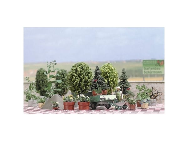 Busch 1211 H0 set med blomster- och planteringskrukor, byggsats