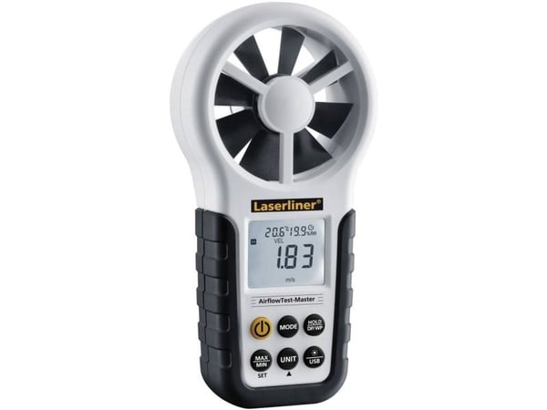 Laserliner AirflowTest-Master, Lomme/ Hånd-holdt, Vindmølle, 0,8 - 30 m/s, m/s, -10 - 60 °C, F, °C