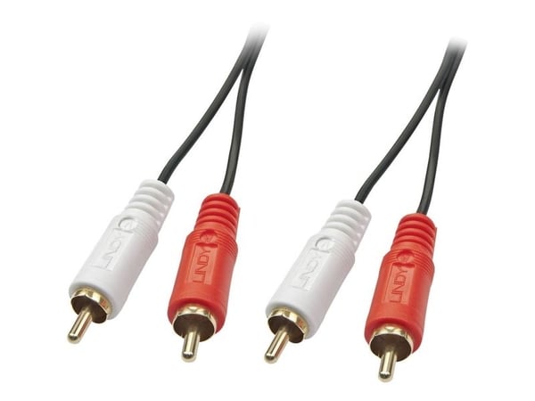 Lindy 35660, 2 x RCA, Hankjønn, 2 x RCA, Hankjønn, 1 m, Rød, Hvit