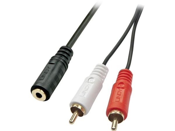 Lindy 35677, 2 x RCA, Uros, 3.5mm, Naaras, 0,25 m, Musta, Punainen, Valkoinen