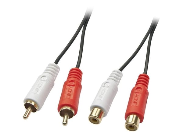 Lindy 35671, 2 x RCA, Hankjønn, 2 x RCA, Hunkjønn, 2 m, Svart, Rød, Hvit