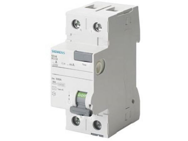Siemens jordfelsbrytare RCCB 2P 40A 0,03A typ AC pol N vänster 5SV4314-0KL