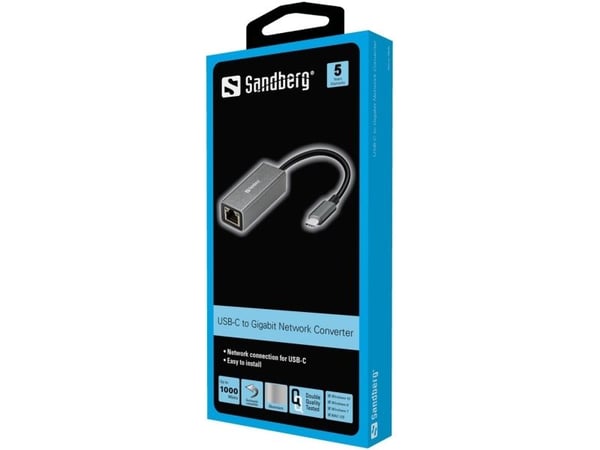Sandberg USB-C til Nettverk - Nettverksadapter - USB-C - Gigabit Ethernet