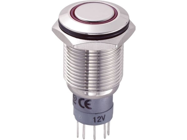 TRU COMPONENTS LAS2GQF-11ZE/R/12V/N/P Kiintojohdotettu painekytkin 250 V/AC 3 A 1 x On/On Klikkaava punainen IP67 1 kpl 1 kpl