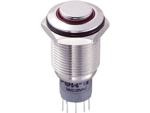 TRU COMPONENTS LAS2GQH-22E/R/12V/S/P Kiinteä painike 250 V/AC 3 A 2 x On/(On) Kosketus punainen IP65 1 kpl