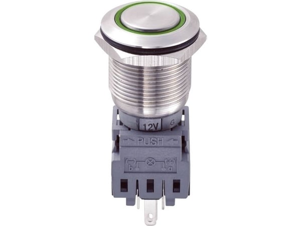 TRU COMPONENTS LAS1-BGQ-11E/G/12V Kiinteä johdotettu painike 250 V/AC 5 A 1 x Pois päältä/(Päälle) Kosketus vihreä IP67 1 kpl 1 kpl