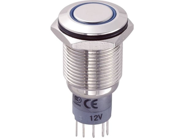 TRU COMPONENTS LAS2GQF-11E/B/12V/N/P Kiinteä painike 250 V/AC 3 A 1 x On/(On) Kosketus Sininen IP67 1 kpl 1 kpl