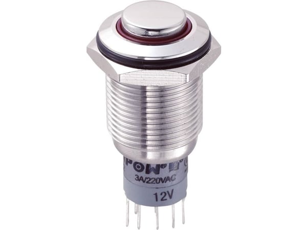 TRU COMPONENTS LAS2GQH-22ZE/R/12V/S/P Kiintojohdotettu painekytkin 250 V/AC 3 A 2 x On/On Klikkaava punainen 1 kpl