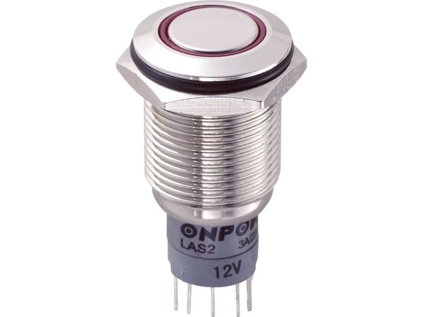 TRU COMPONENTS LAS2GQF-11E/R/12V/N/P Kiinteä painike 250 V/AC 3 A 1 x On/(On) Kosketus punainen IP67 1 kpl 1 kpl